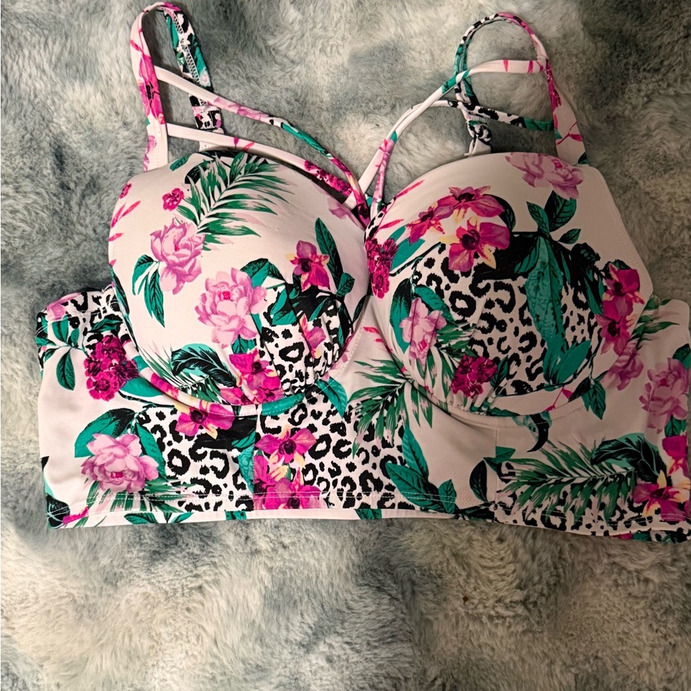 Torrid Floral and Animal Print Bikini Top